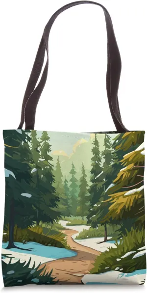 Christmas green spruce trees Sunlight in the winter forest Tote Bag