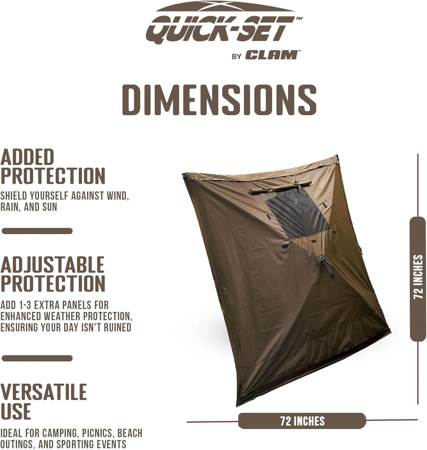 Clam Quick-Set Wind and Sun Panel Attachment for Escape Sport Screen Shelter Canopy Tent with Carrying Bag, Accessory Only