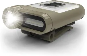 Claymore Capon 65A  (Tan) - LED Rechargeable Clip-On Cap Headlamp, Lightweight Hat Light for Camping, Running, Hiking, Emergency & Industrial Use, Waterproof, USB-C, Up to 19 Hours of Battery Life.