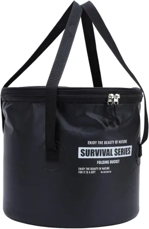 Cloth Folding Bucket Folding Cloth Folding Bucket with Mesh Pouch Portable Draining Basket Water Container for Outdoor Camping Fishing Car Washing (Black)