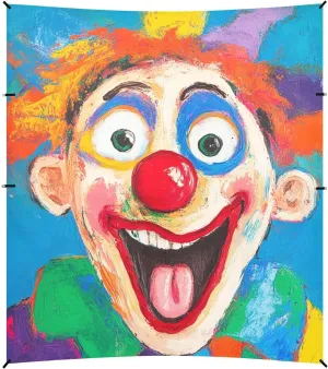 Clown Making Funny Faces at The Circus Foldable Beach Tent UPF50  Water-Resistant Shade Sun Shelter with Sand Shovel for Backyard and Camping