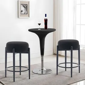 COLAMY Modern Bar Stools Set of 2, 24" Counter Height Stools with Backless Round Soft Padded Seat and Metal Mid-Century Base, Black