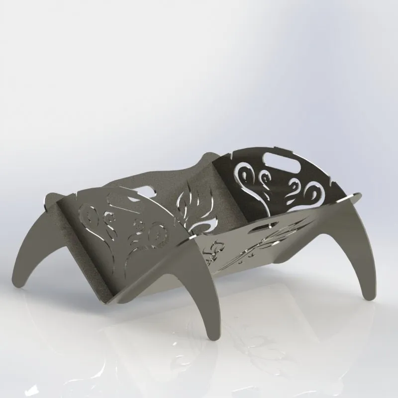 Collapsible Fire Pit DXF Files Ornate Wings Semicircle Side