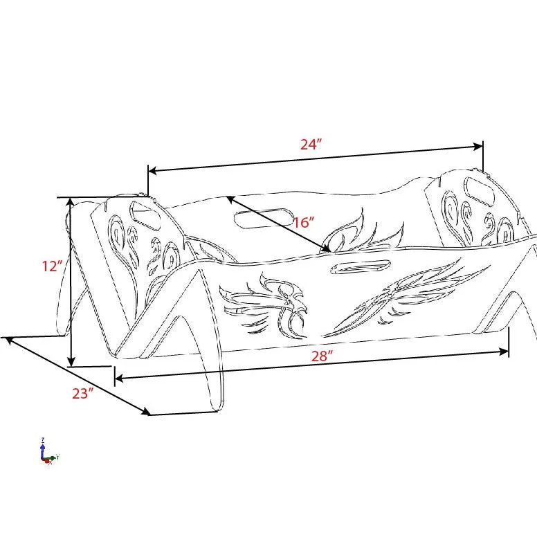 Collapsible Fire Pit DXF Files Ornate Wings Semicircle Side