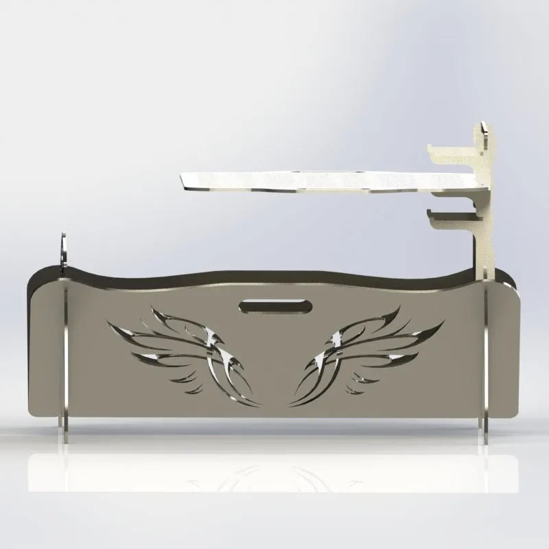 Collapsible Fire Pit DXF Files Ornate Wings Semicircle Side