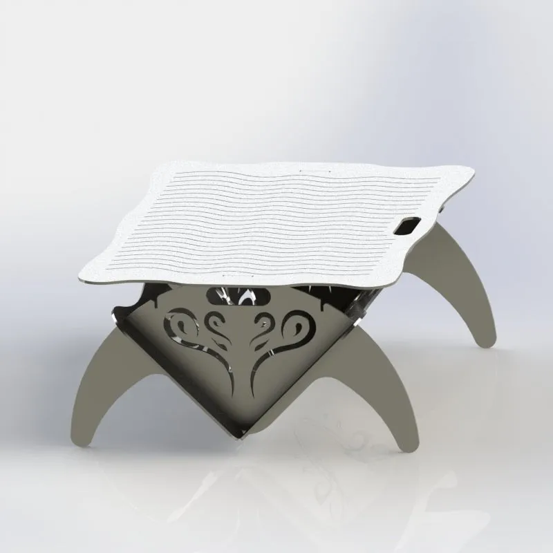 Collapsible Fire Pit DXF Files Ornate Wings Semicircle Side