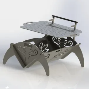 Collapsible Fire Pit DXF Files Ornate Wings Semicircle Side