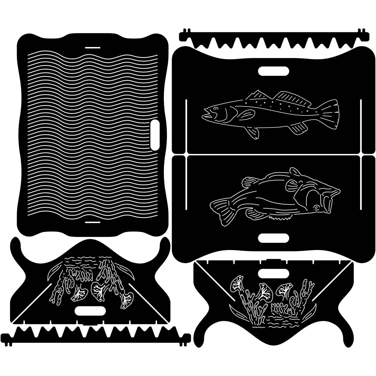 Collapsible Fire Pit DXF for CNC | Trout and Bass Fishes