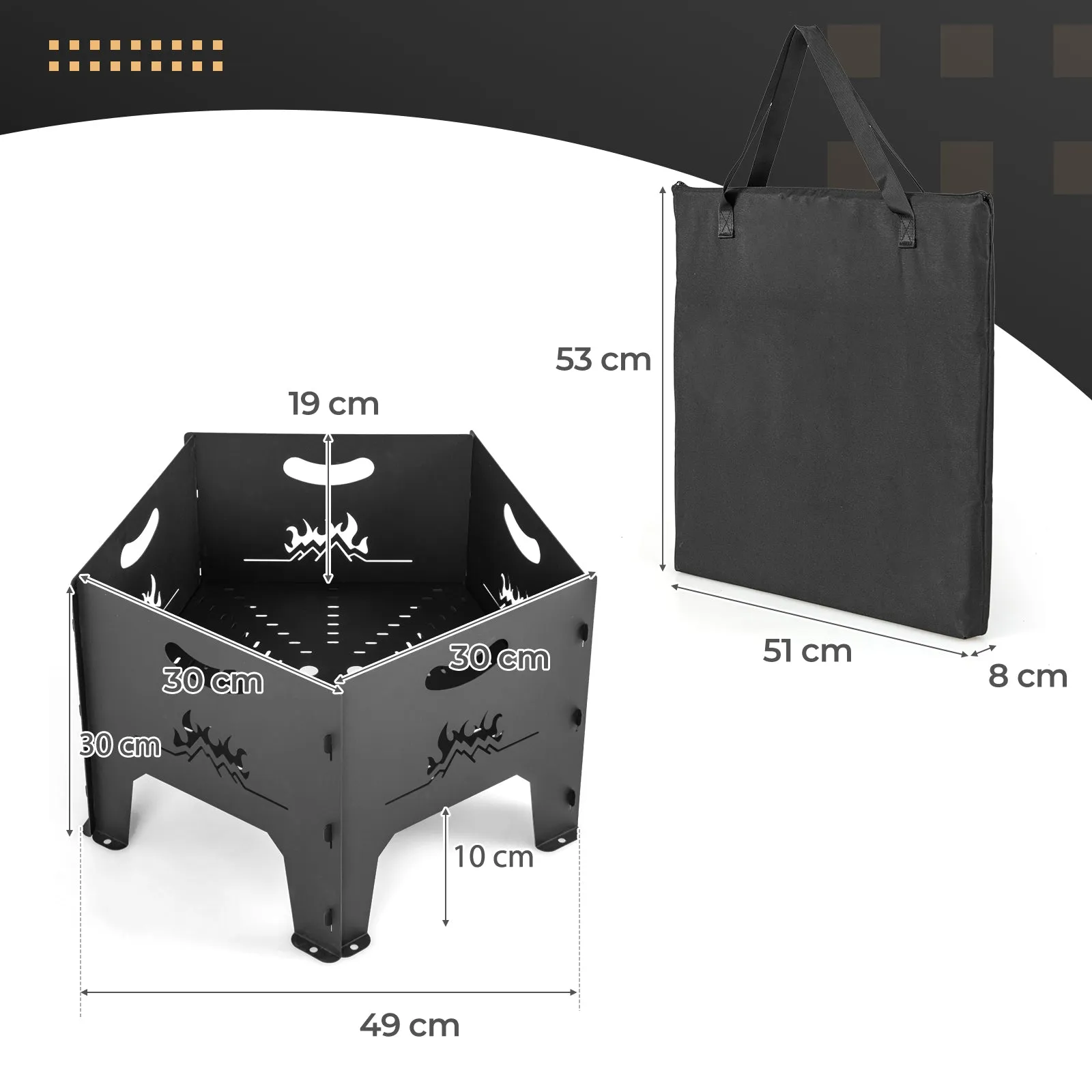 Collapsible Portable Plug Fire Pit with Storage Bag