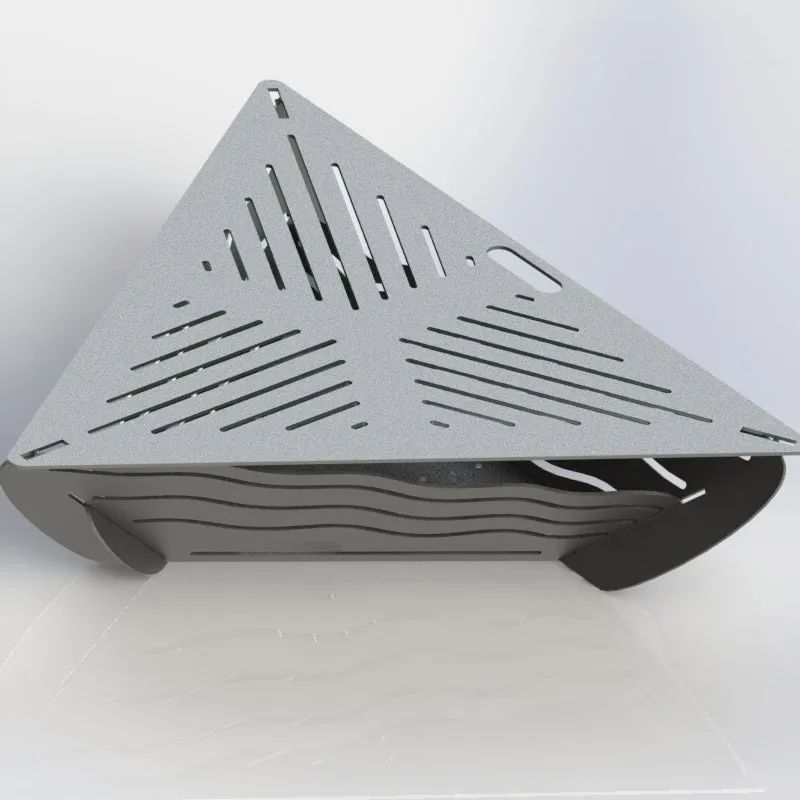 Collapsible Triangle Fire Pit DXF for CNC Wavy design with Grill