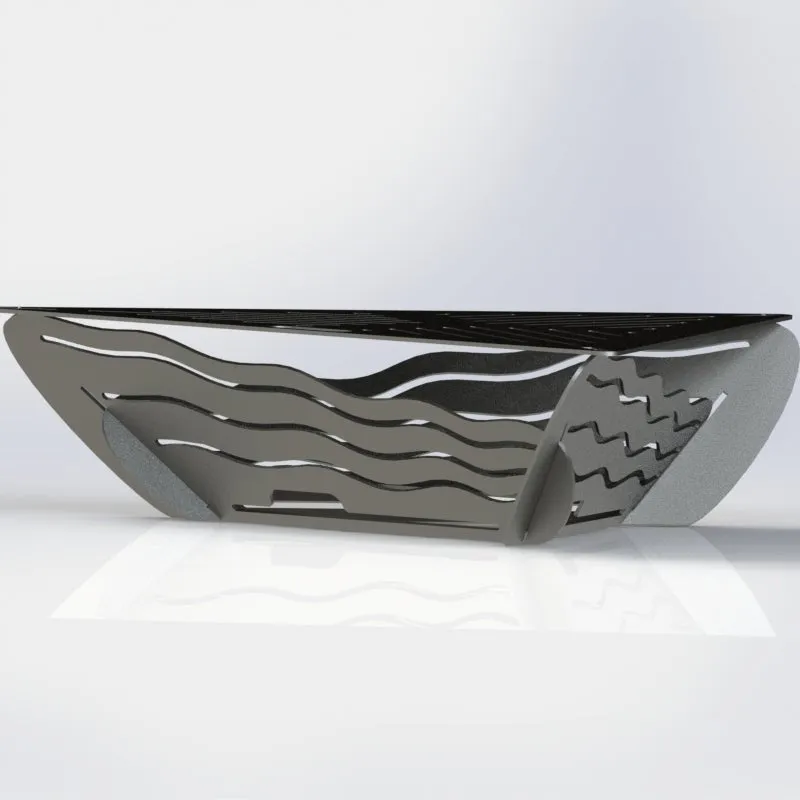 Collapsible Triangle Fire Pit DXF for CNC Wavy design with Grill