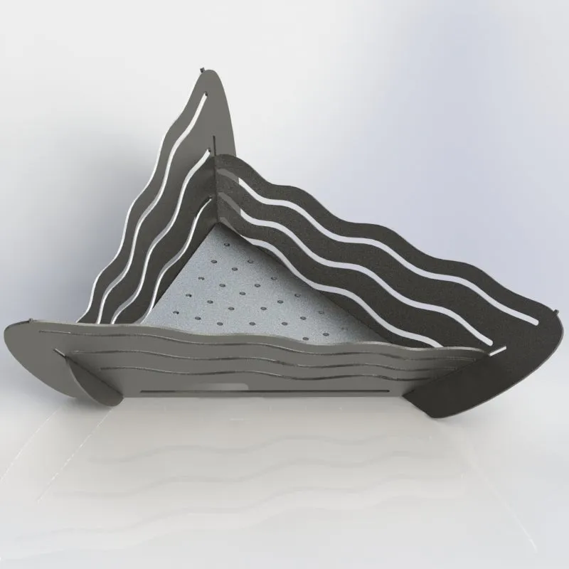 Collapsible Triangle Fire Pit DXF for CNC Wavy design with Grill