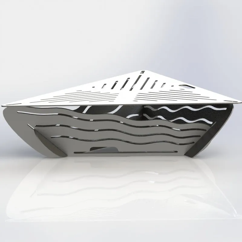 Collapsible Triangle Fire Pit DXF for CNC Wavy design with Grill