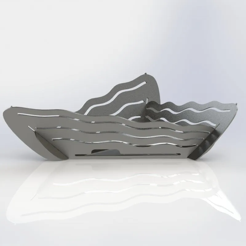 Collapsible Triangle Fire Pit DXF for CNC Wavy design with Grill