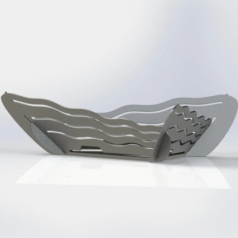 Collapsible Triangle Fire Pit DXF for CNC Wavy design with Grill
