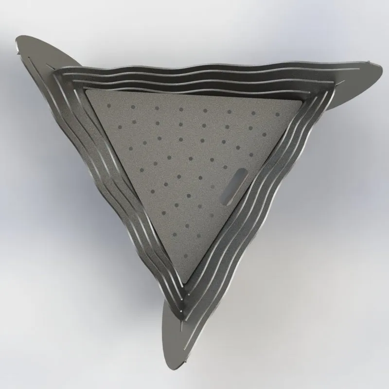 Collapsible Triangle Fire Pit DXF for CNC Wavy design with Grill