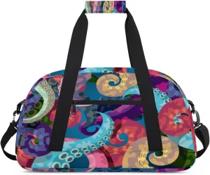 Color Tentacles Gym Duffel Bag for Men Women Octopus Tentacles Sports Tote Bag with Adjustable Shoulder Strap for Dance Gymnastics Traveling Outdoor Camping Overnight Stay