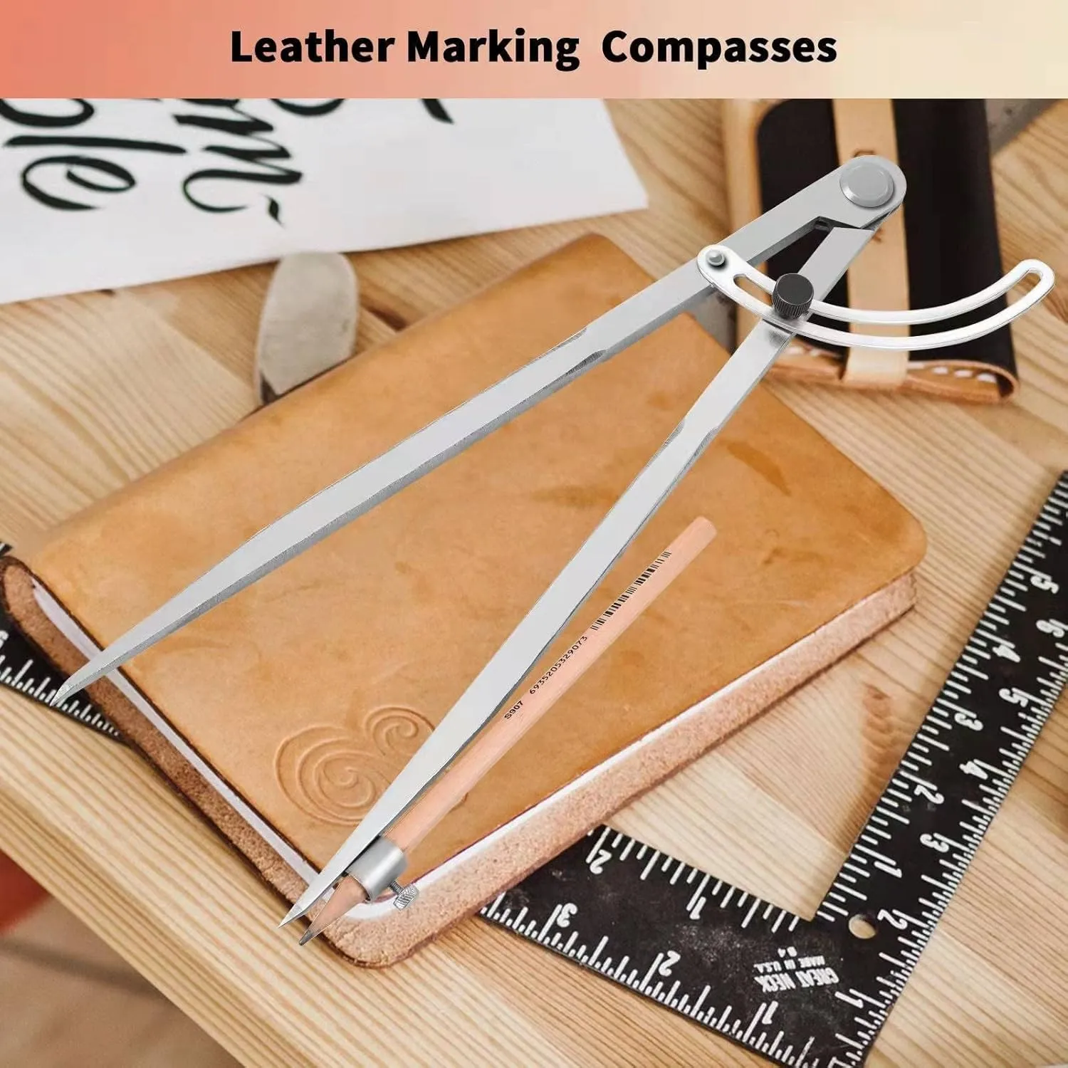 Compass for Geometry, 20 inch Compass for Woodworking, Precision Woodworking Compass with Wing Divider and Pencil Holder, Large Compass for Geometry, Drafting, Drawing Compass (20inch)