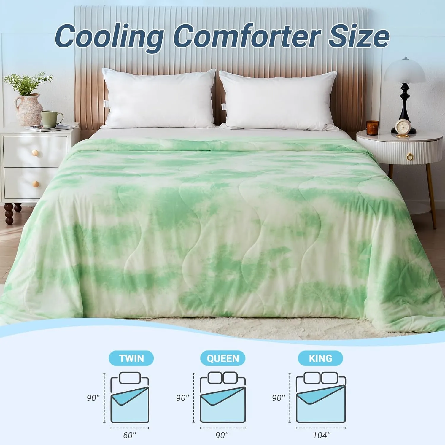 Cooling Comforter Queen Size, Summer Cooling Blankets for Hot Sleepers and Night Sweats, Lightweight Breathable Cooling Comforter Bedding for Sofa, Bed, Camping, Office