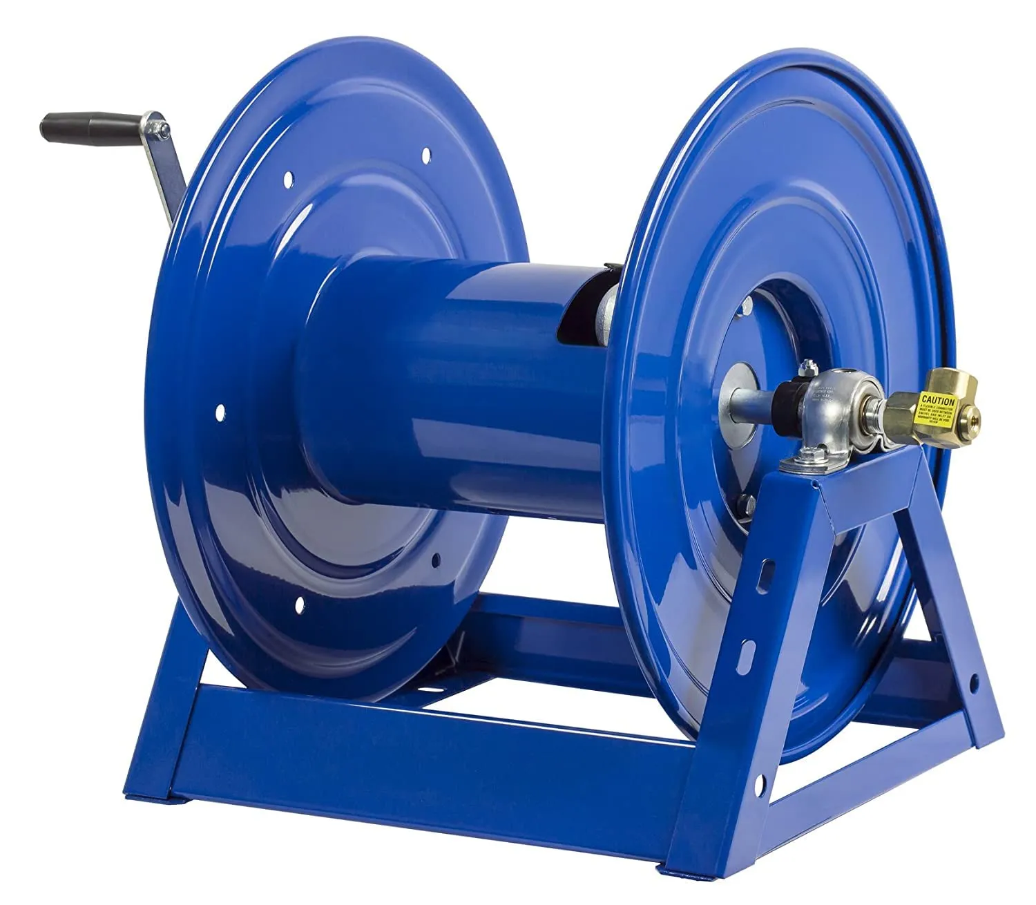 Coxreels 1125-4-200 Hand Crank Steel Hose Reel, 1125 Series - ½” x 200’, 3,000 PSI - Heavy Duty All Welded Steel A Frame - Adjustable Tension Break – Made in the USA, Blue