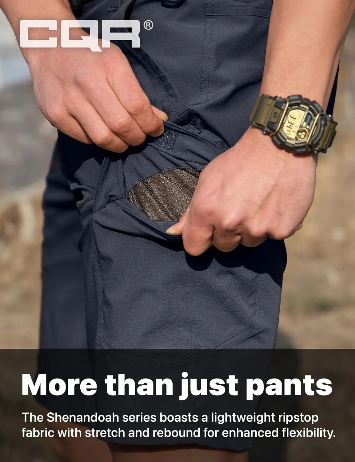CQR Men’s Quick-Dry Stretch Hiking Cargo Shorts – Lightweight Water-Resistant Tactical Casual, Golf & Outdoor with Pockets