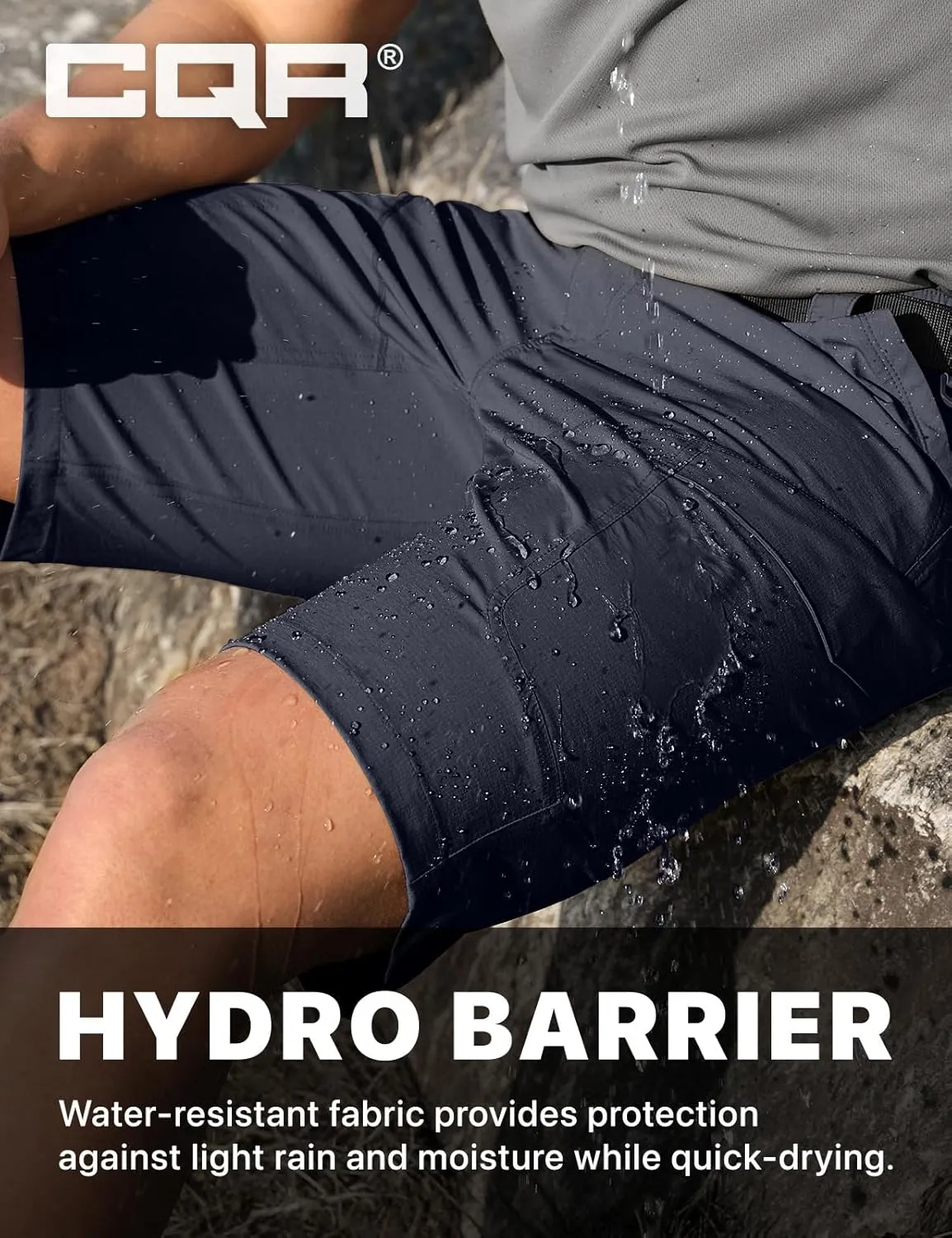 CQR Men’s Quick-Dry Stretch Hiking Cargo Shorts – Lightweight Water-Resistant Tactical Casual, Golf & Outdoor with Pockets