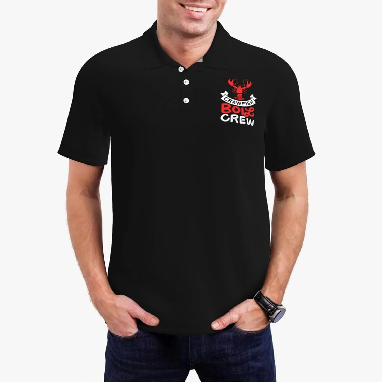 Crawfish Boil Crew Polo Shirts for Men, Mens Golf Shirt Quick-Dry Short Sleeve Casual