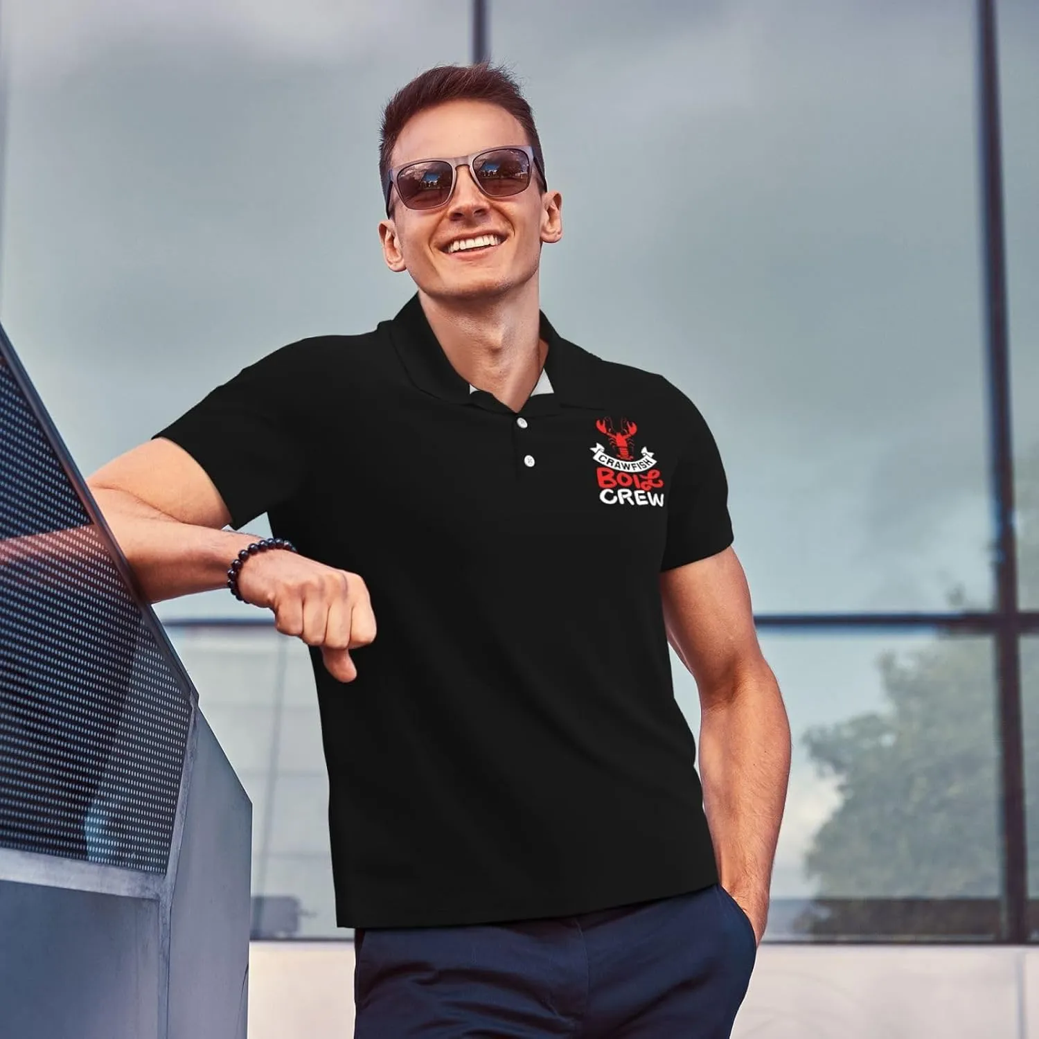 Crawfish Boil Crew Polo Shirts for Men, Mens Golf Shirt Quick-Dry Short Sleeve Casual