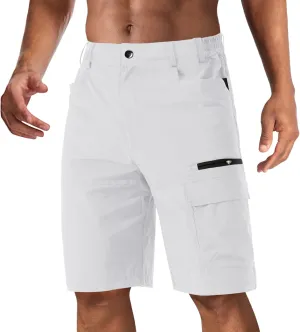 CRYSULLY Men's Hiking Cargo Shorts Outdoor Summer Lightweight Quick Dry Work Casual Shorts with 5 Zipper Pockets