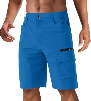 CRYSULLY Men's Hiking Cargo Shorts Outdoor Summer Lightweight Quick Dry Work Casual Shorts with 5 Zipper Pockets