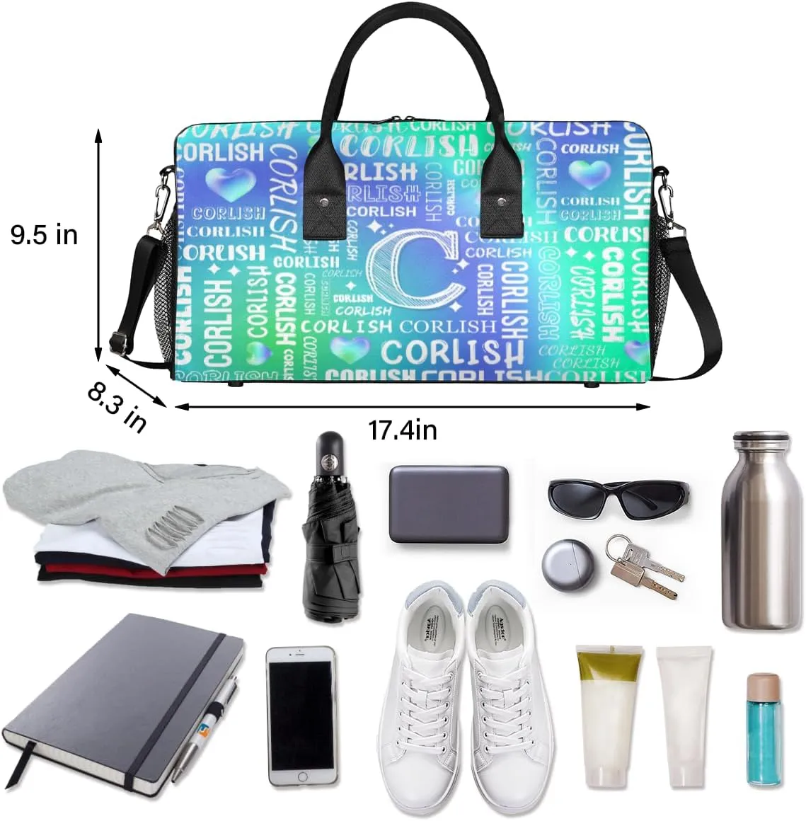 Custom Sports Tote Duffle Bag for Women Men Weekender Travel Bag Carry on Overnight for Sports Hospital Camping Gym