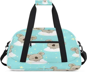 Cute Bear Gym Duffel Bag for Men Women Star Clouds Sports Tote Bag with Adjustable Shoulder Strap for Dance Gymnastics Traveling Outdoor Camping Overnight Stay