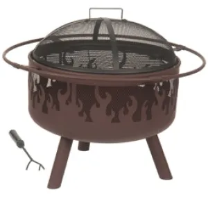 Dagan Brown Steel Flame Outdoor Wood Burning Fire Pit - FPF-1000