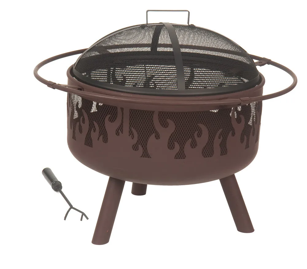Dagan Brown Steel Flame Outdoor Wood Burning Fire Pit - FPF-1000