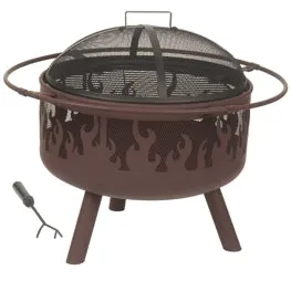 Dagan Brown Steel Flame Outdoor Wood Burning Fire Pit - FPF-1000