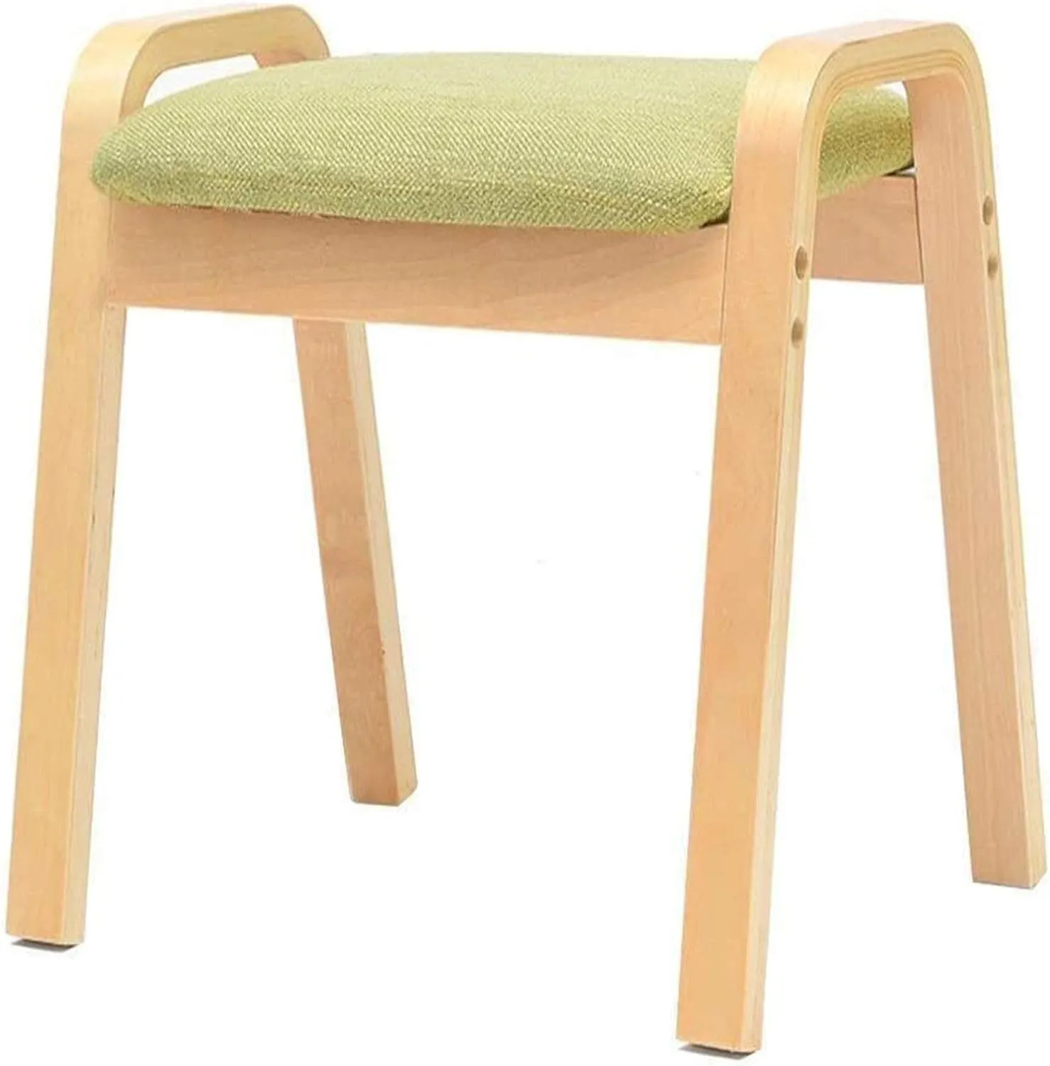 DASHADAO Foot Stool，Wrap Foot Stool Footstool Padded Footrest Retro Wood Ottoman Dust Dustproof Hallway Bench Seat Linen Cushion Seat for Living Room Green 44.5x33x36cm