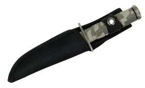 Defender Xtreme Digital Gray Camo Survival Knife with Sheath 9091