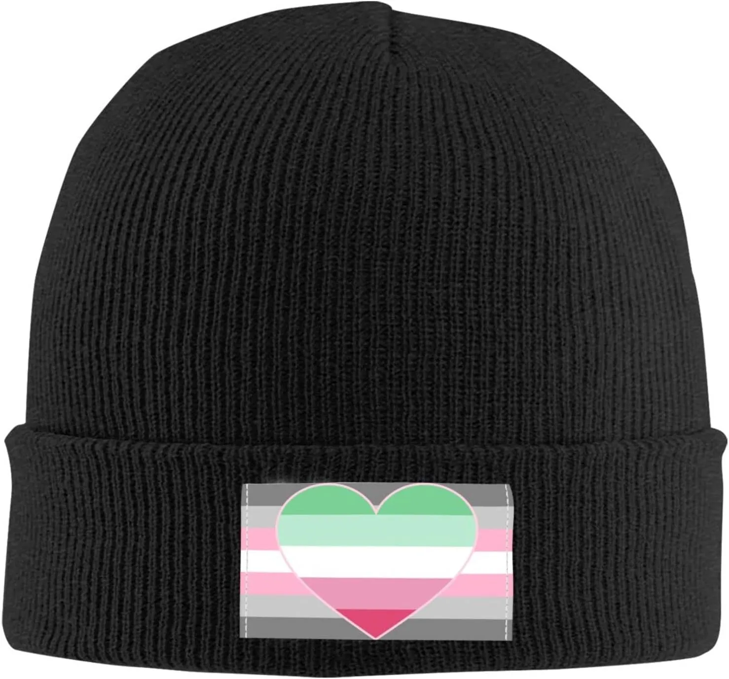 Demigirl Abro-Pride Flag LGBTQ Unisex Four Seasons Knitted Hat Winter Warm Hats Hats for Men Women One Size Black