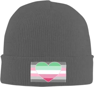 Demigirl Abro-Pride Flag LGBTQ Unisex Four Seasons Knitted Hat Winter Warm Hats Hats for Men Women One Size Deep Heather