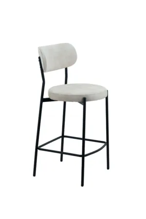 Derby Padded Velvet Bar Stool- Cream, 52x46.5x96cm
