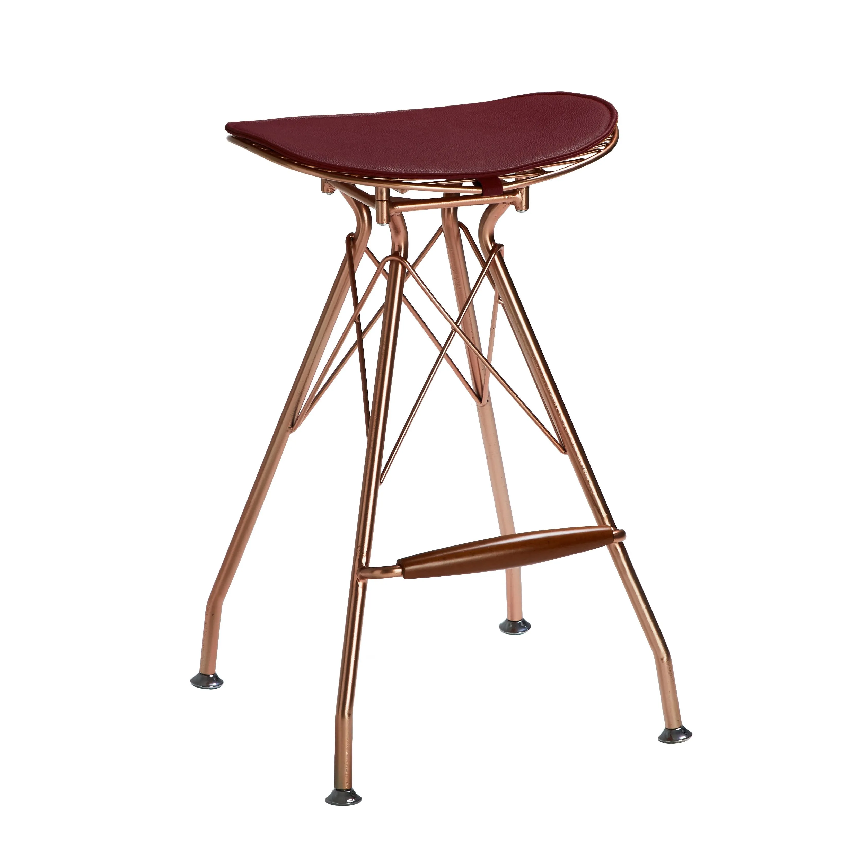 Design Lab MN LS-1005-RSGBUR Xavier Rose Gold/Burgundy Counter Stool Set of 2