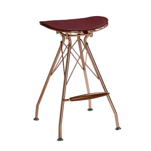 Design Lab MN LS-1005-RSGBUR Xavier Rose Gold/Burgundy Counter Stool Set of 2