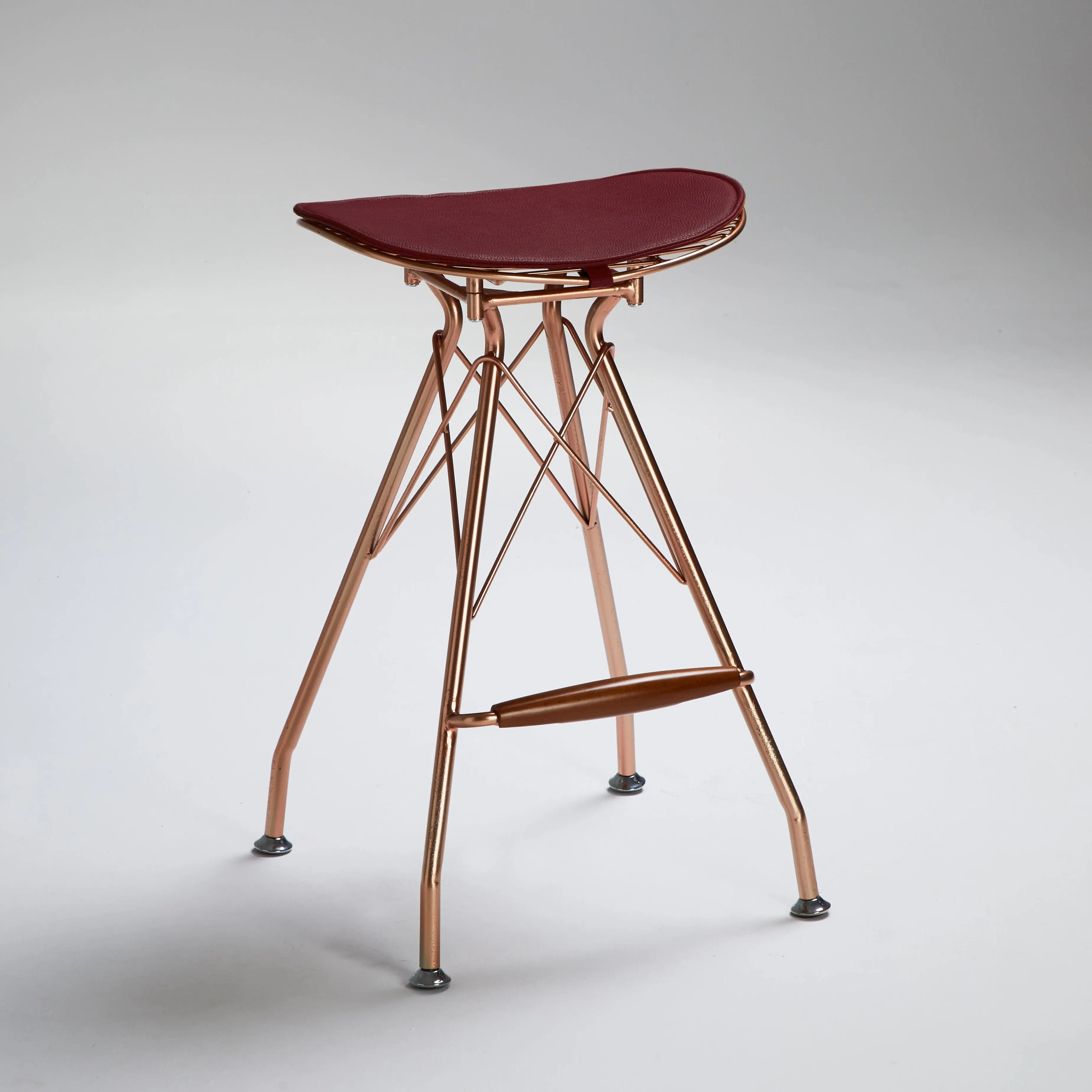 Design Lab MN LS-1005-RSGBUR Xavier Rose Gold/Burgundy Counter Stool Set of 2