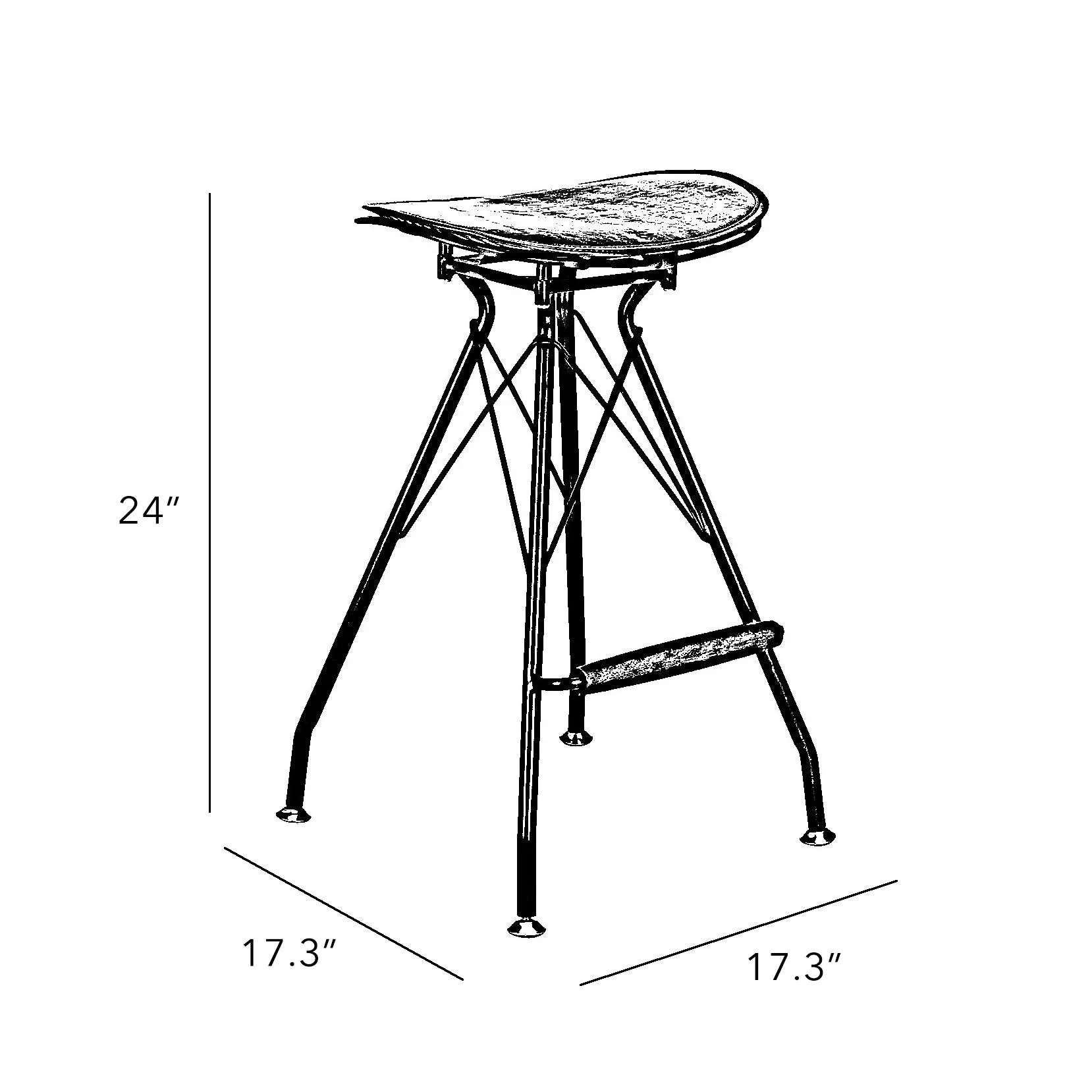 Design Lab MN LS-1005-RSGBUR Xavier Rose Gold/Burgundy Counter Stool Set of 2
