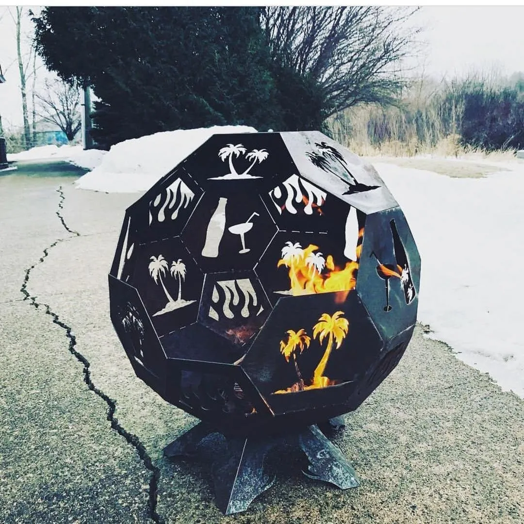 Designer Ball Fire Pit DXF for CNC | Trees and Juice Bottles