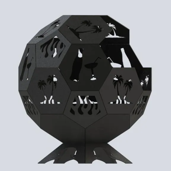 Designer Ball Fire Pit DXF for CNC | Trees and Juice Bottles