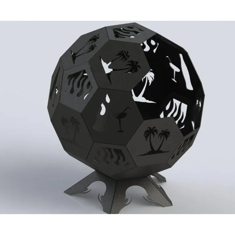 Designer Ball Fire Pit DXF for CNC | Trees and Juice Bottles