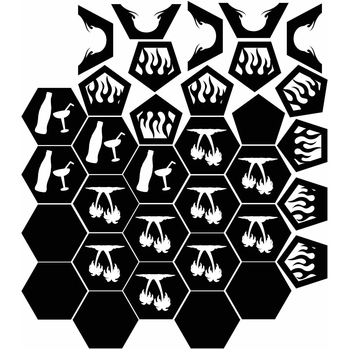 Designer Ball Fire Pit DXF for CNC | Trees and Juice Bottles