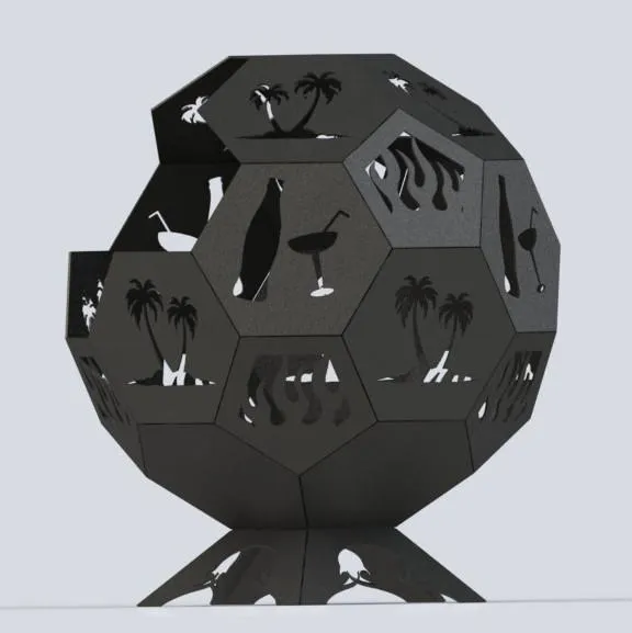 Designer Ball Fire Pit DXF for CNC | Trees and Juice Bottles