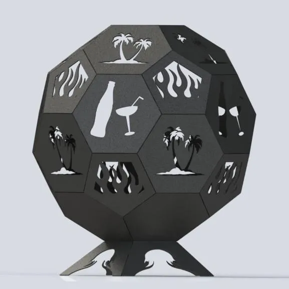Designer Ball Fire Pit DXF for CNC | Trees and Juice Bottles